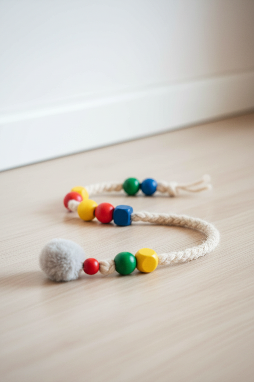 Product close-up wool bead toy